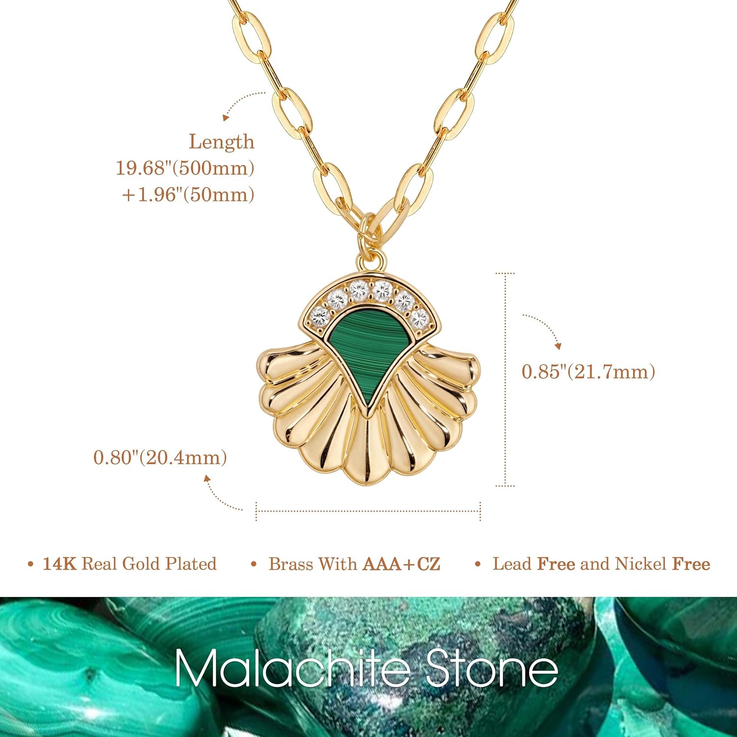 Fettero Necklaces for Women Trendy 14K Gold Plated Charm Necklace Green Malachite Heart Coin Butterfly Cross Clover Pendant Dainty Gold Necklace for Women Jewelry - Image 6