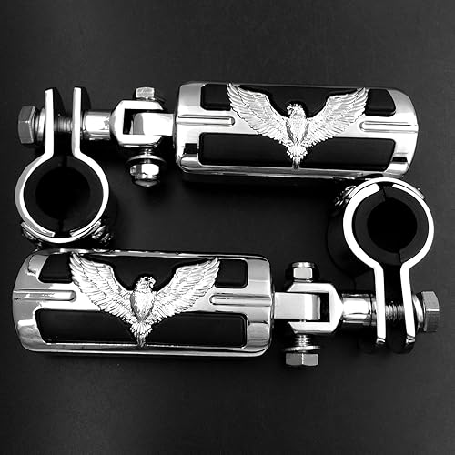 Miniatura 7 de XKH - Eagle Hawk Shape 1" 1-1/4" Highway Stiletto 4475 Pinzas de pie compatibles con Honda GoldWing GL1800 1500 1100 1200 Cuerpo cromado de goma