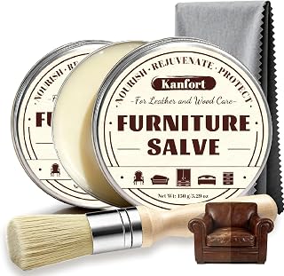 Leather & Furniture Repair Salve 2 Pack, Furniture Salve with Brush for Leather Wood, Leather Conditioner Help Prevent Cracking or Fading