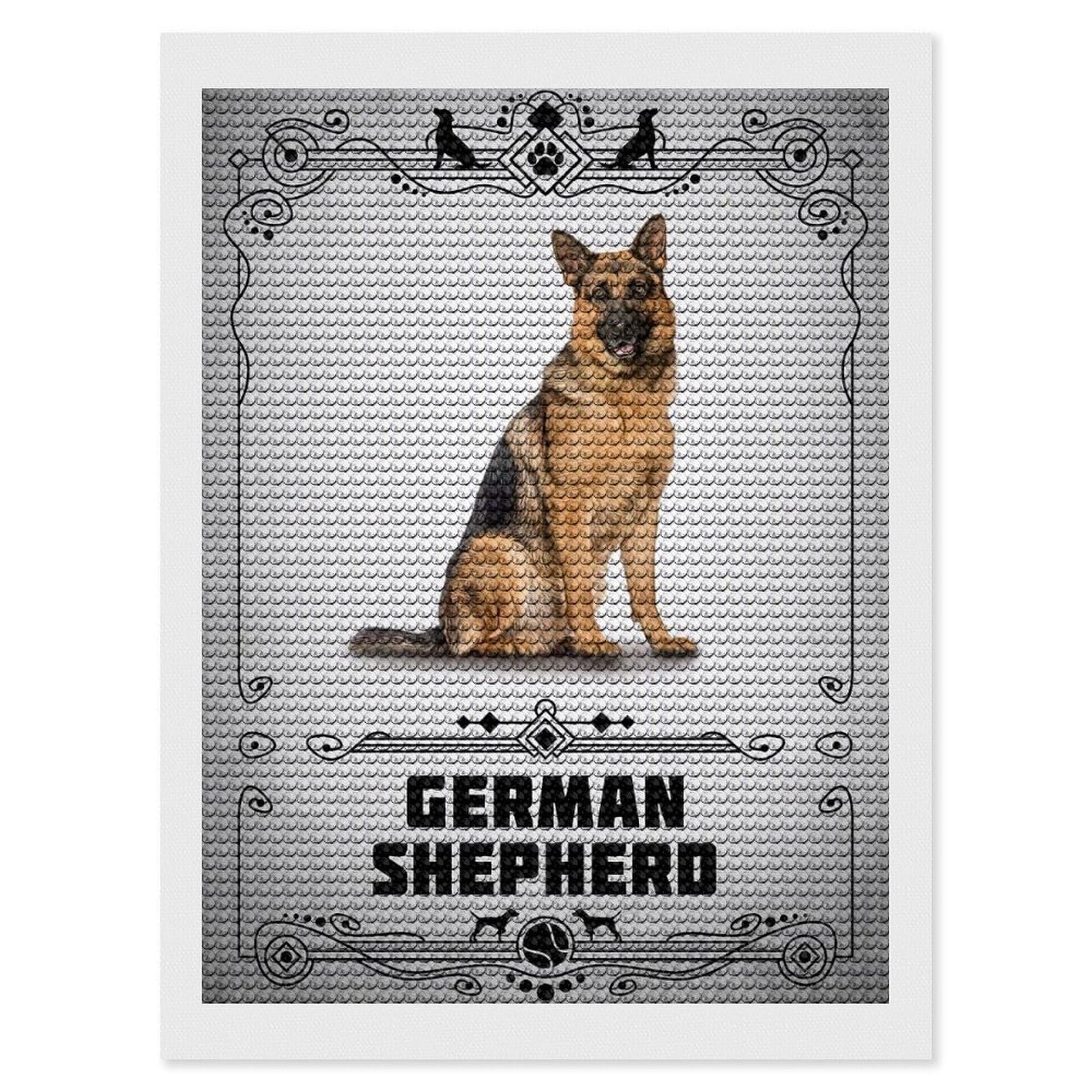 Junmoney German Shepherd Full Drill Diamond Painting Kit 12"x16", for Teens, Adhesive Canvas, Bedroom Decor, Holiday Gift Idea