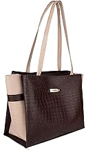 Carrylux Dual Tone Large Capacity Croco Pattern Tote Handbags Purses Shoulder Bag For Womens