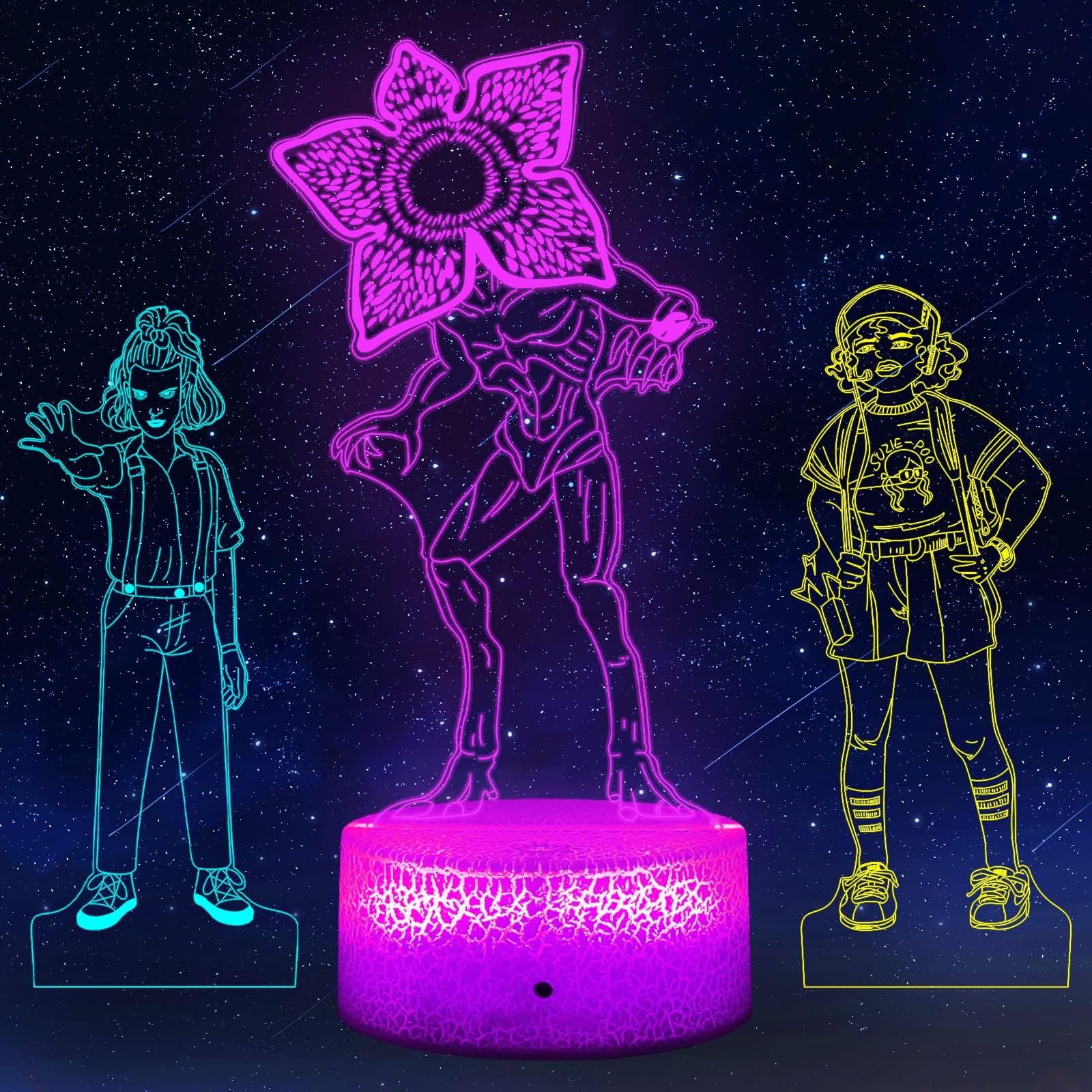 3D Stranger Night Light Illusion Lamp Color Changing LED Acrylic RGB Lights for Fans Thing Merch, Kid Bedroom Decor Stuff, Birthday, Christmas Gifts(3 in 1, Stranger)