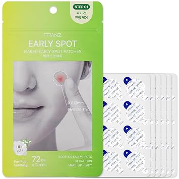 FRANZ Invisible Pimple Patches for Blind Pimples & Early Breakouts, Ultra-Thin 0.013mm Acne Spot Dots Under Makeup, Non-Hydrocolloid Zit Stickers with Cica, Tea Tree & Bee Venom 72 Count
