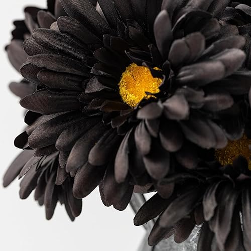 Miniatura 6 de TOPIA Margaritas africanas artificiales, margaritas africanas, flores de seda, gerberas artificiales, paquete de 10 unidades (negro)