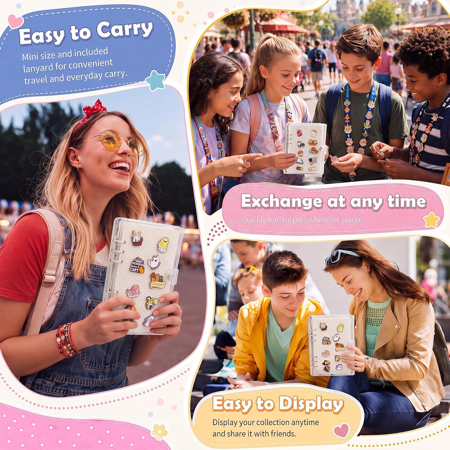 2 Pack A5 Enamel Pin Display Book with 10 Pages Binder,Silver image 4