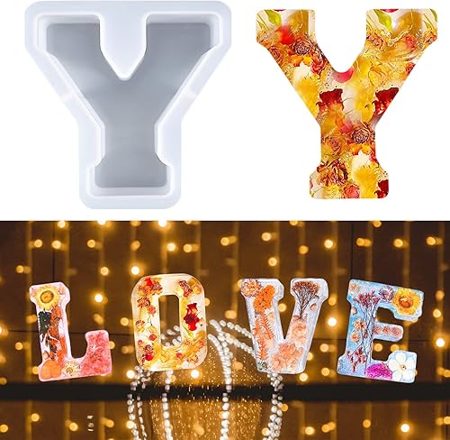 Miniatura 47 de Molde de letras grandes de 7 pulgadas para resina, 26 moldes epoxi del alfabeto en mayúsculas, molde del alfabeto grande de la A a la Z para hacer