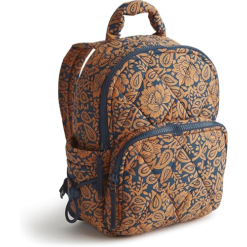 Vera Bradley Women's Featherweight Small Banbury Backpack, Lotus Montage Roasted Pecan, One Size