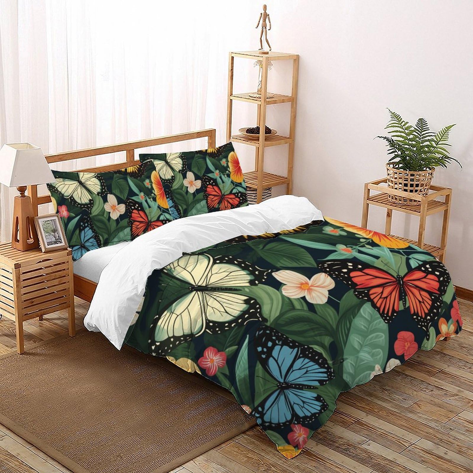 Housse de couette pour adulte et enfant motif féerique de papillon
