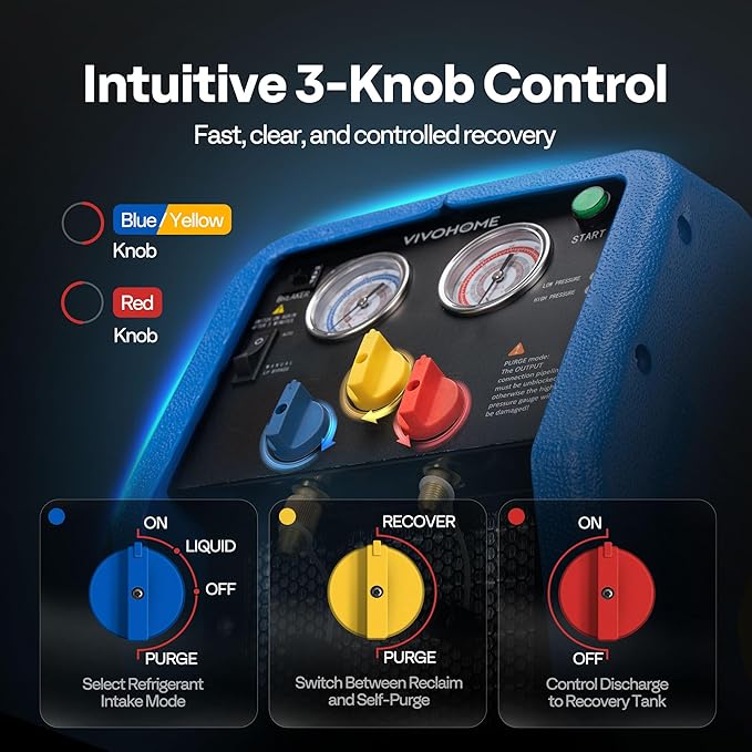 Máquina de Recuperación de Refrigerante Portátil VIVOHOME 1 HP Dual Cilindro miniatura 5