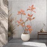 Arbre de Sumac artificiel, 5FT Faux Mahonia Fortunei Tree avec Pot blanc , Plante réaliste Faux Tree Intérieur pour la chambre à coucher Bureau Intérieur Salon Décoration, Rouge