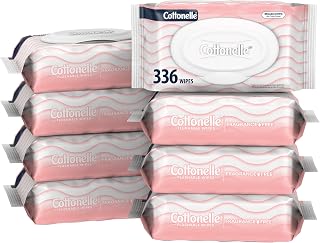 Cottonelle Fragrance Free Flushable Wet Wipes for Adults - 8 Flip-Top Packs, 42 Wipes Each, Gentle Sensitive Skin Safe