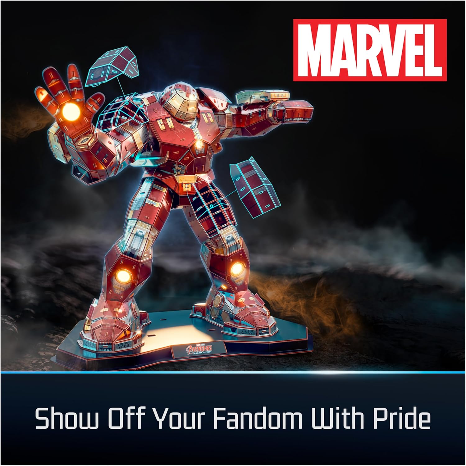 4D Build, Marvel Hulkbuster 3D Model Kit with LED Lights, Innovation Series, Marvel Collectibles & Desk Décor, Adult Puzzle, Building Toys, 3D Puzzles for Adults & Teens, 348 Pieces, for Ages 12 & Up