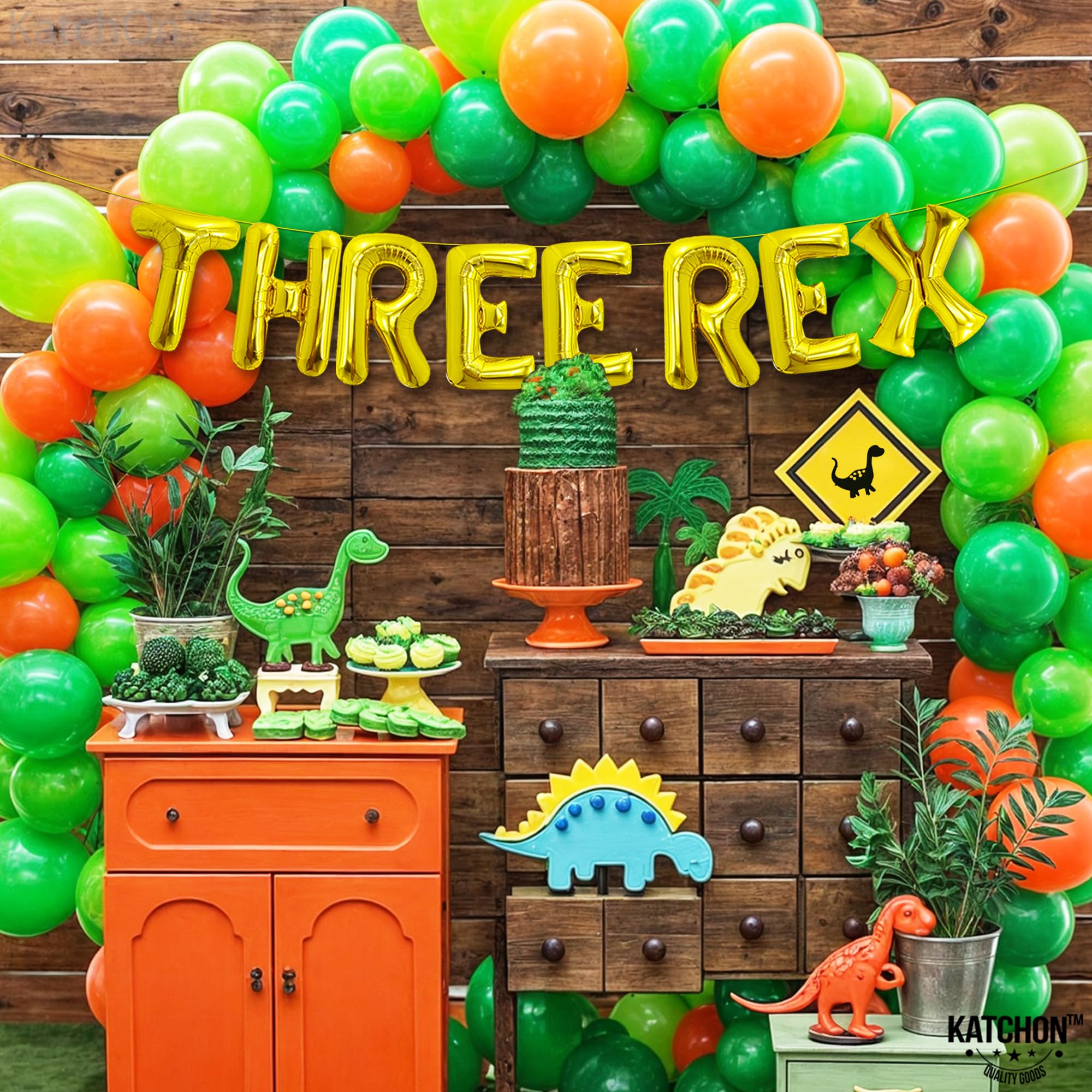 Three Rex Dinosaur Birthday Decorations - Complete 3rd Birthday Party ...