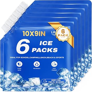 Reusable Ice Packs for Coolers, Lasting Cooler Ice Packs for Lunch Boxes, Cooler Ice Freezer Packs for Camping, Beach, Road Trips, Fishing