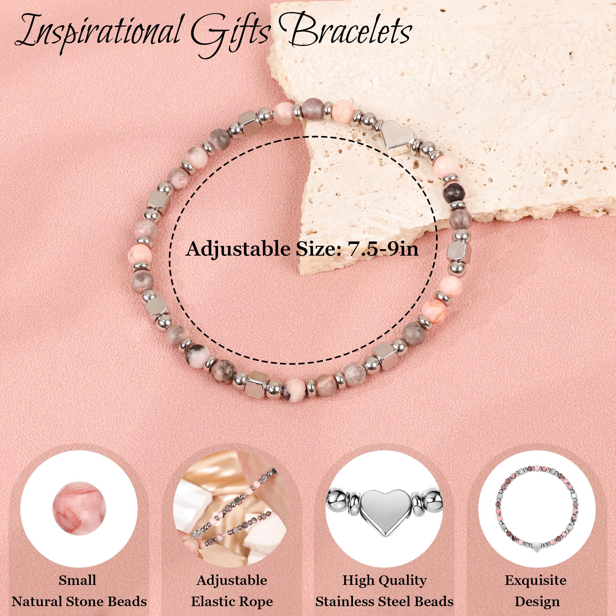 NICEIGHT Tiny Natural Stone Beaded Bracelets for Women Sometimes You Forget You're Awesome Inspirational Gifts Bracelets Mothers Day Graduation Christmas Birthday Gifts for Mom Friend Sister