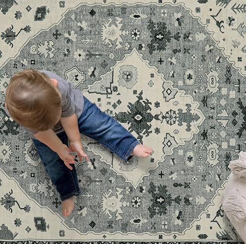 Miniatura 523 de Lahome Tapete tribal bohemio, pequeño, suave, antideslizante, lavable, de pelo corto, para piso en puerta, interior, entrada, baño, silla, Verde