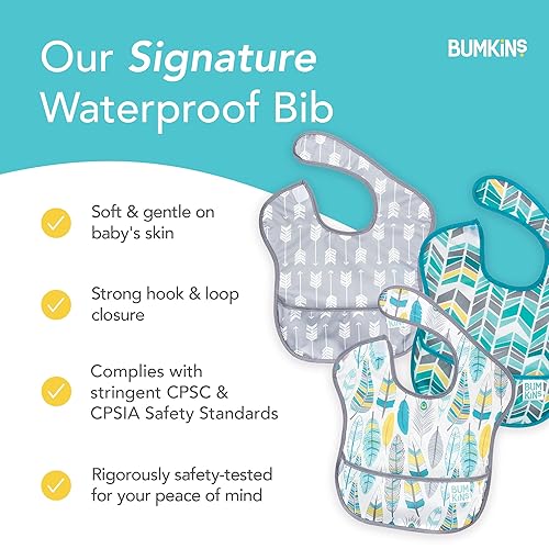 Miniatura 6 de Bumkins SuperBib - Babero para bebé, impermeable, lavable, resistente a las manchas y al olor, para niños de 6 a 24 meses.