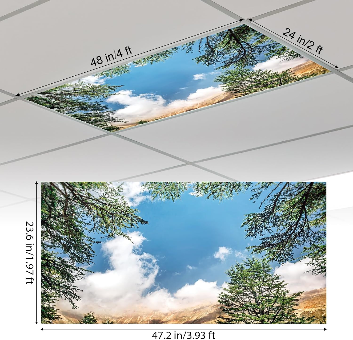 Outus 4 Pcs Fluorescent Light Cover Classroom Lighting Cover, 2 x 4 ft image 2