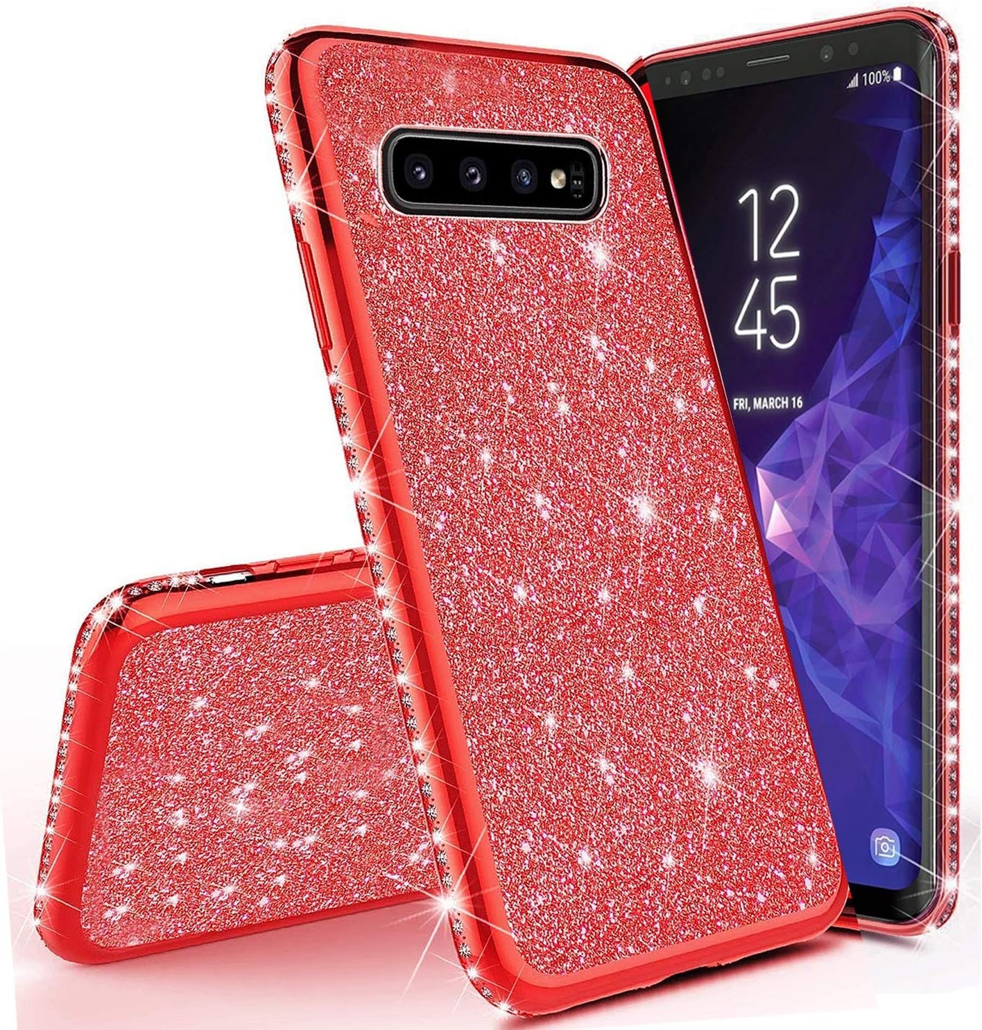 NZND Coque Pour Samsung Galaxy Note 8 Avec Anneau De Support/dragonne, Coque De Téléphone Mignonne à Paillettes Qui Coule De Liquide Pour Femmes, Filles Et Enfants (rose/turquoise