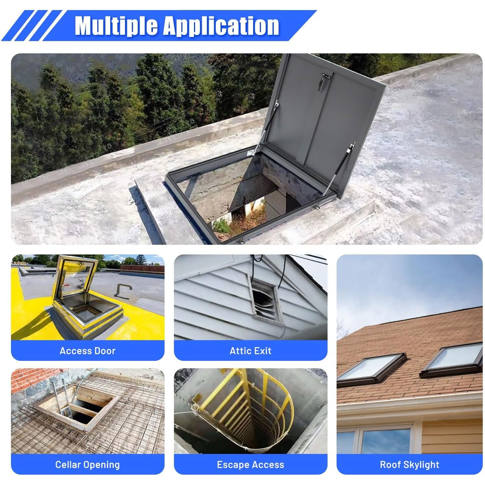 Escotilla de Acceso al Techo, construcción de Acero galvanizado, Tapa metálica Impermeable para Uso doméstico, en almacenes, bodegas o sótanos, Ideal para escaleras de át