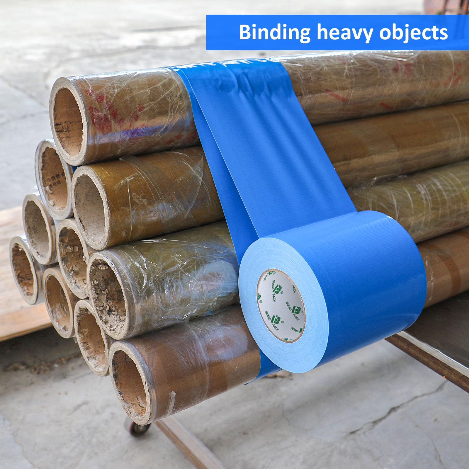 BOMEI PACK Cinta adhesiva de tela azul de 150 mm x 50 m, reforzada, resistente al agua, cinta adhesiva resistente para fijar reparaciones, cajas de etiquetado de manualidades, sellado y flejes para