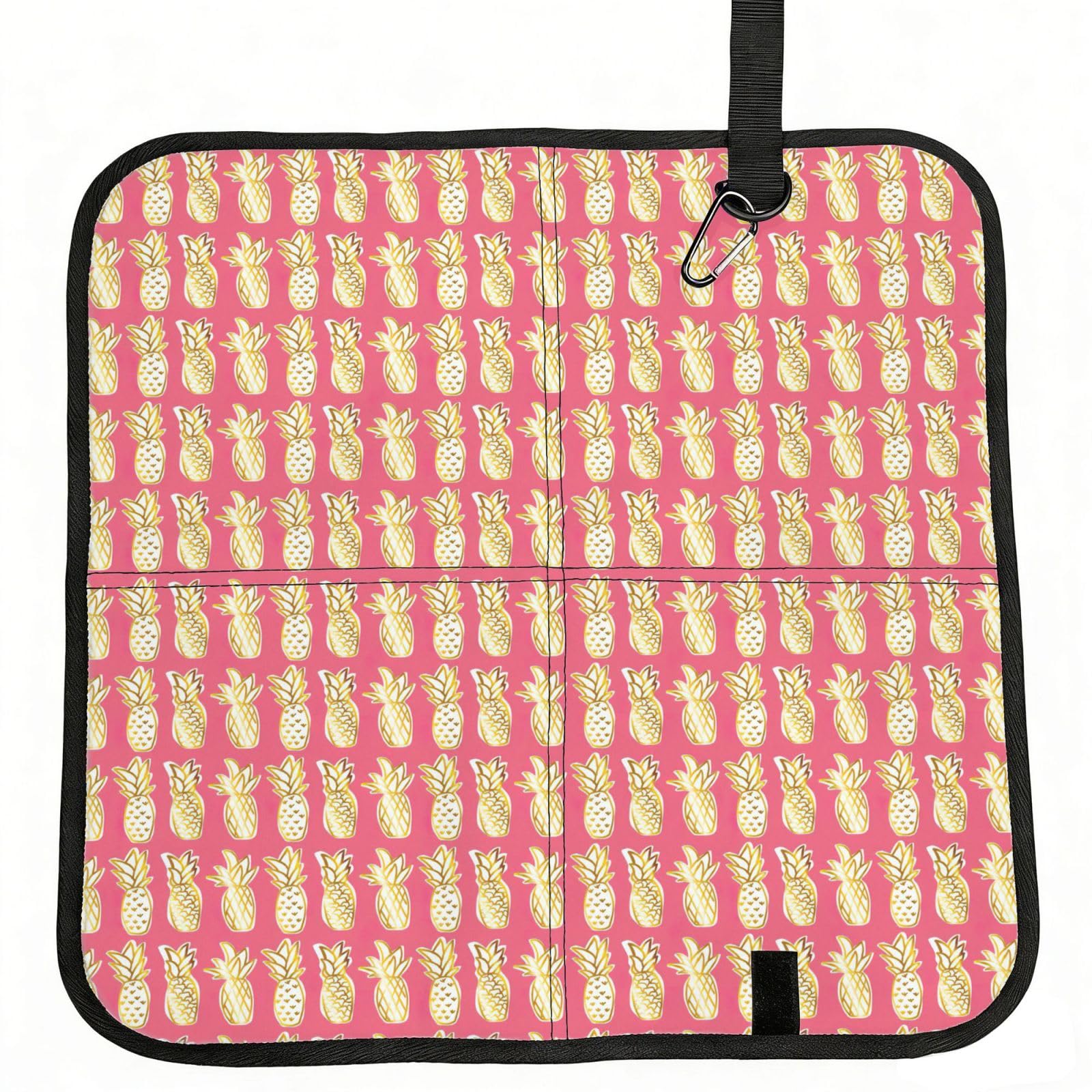 SDEGTHO Pineapple Printed Foldable Seat Pad with Closure, Lightweight Cushion for Airplane Travel Camping