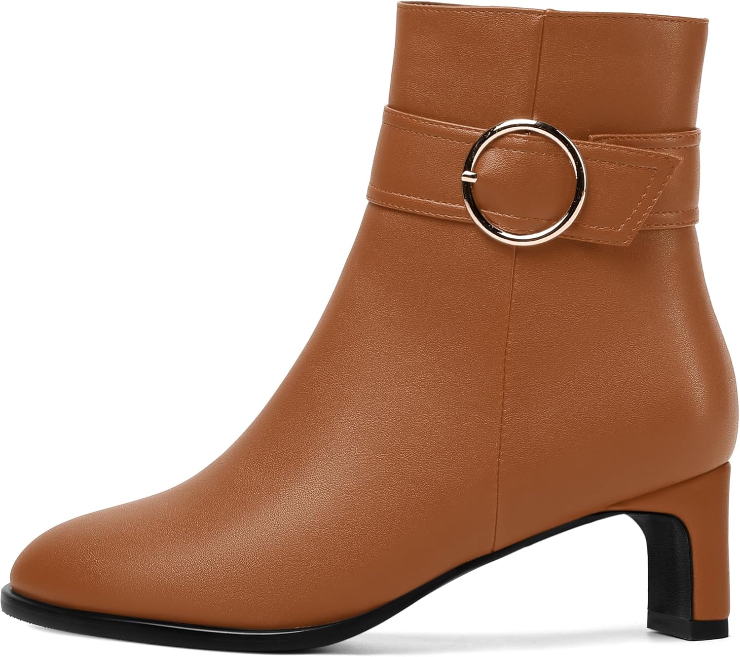 FEMSTEP Womens Matte Zip Dress Dating Round Toe Chunky Low Heel Ankle High Boots 2 Inch - Image 2