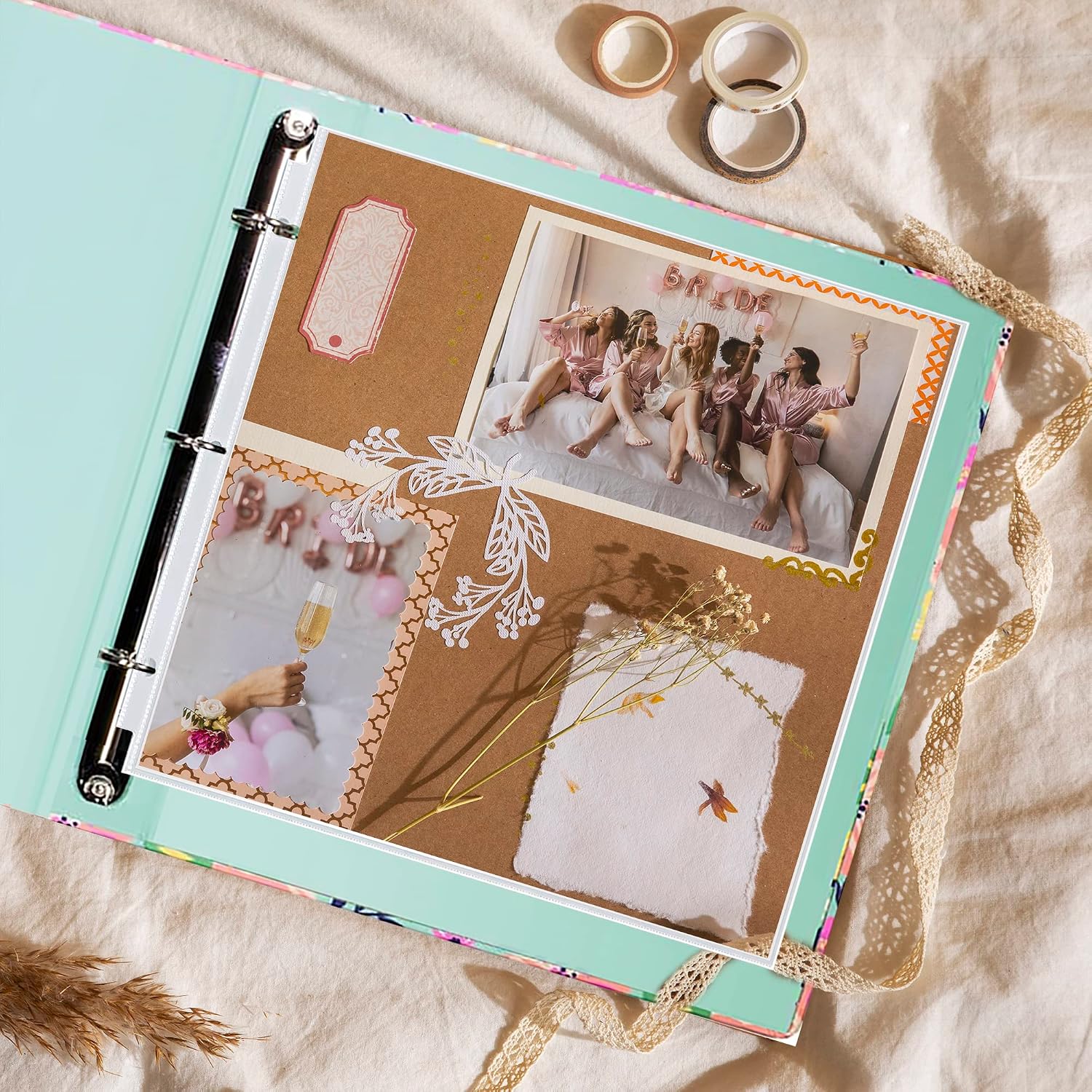 Performore 50 Pack of Scrapbook Refill Pages, 12.25" X 12.25" Clear Sheet Protectors for 3 Ring Binder, Plastic Sheet Sleeves, Top Loading Paper Protector, Archival Safe for Documents and Photo