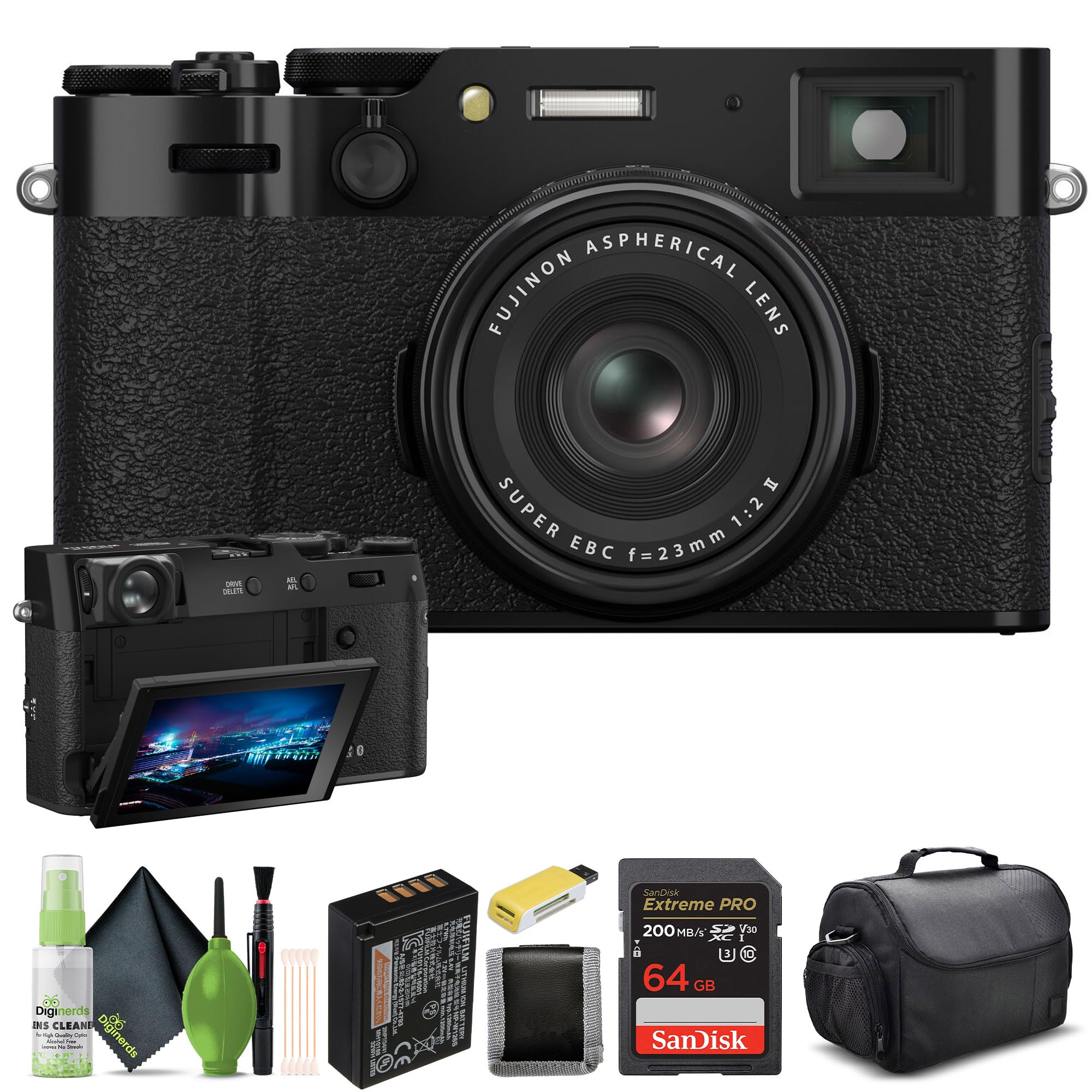 FUJIFILM X100VI Point &amp; Shoot Camera (Black) (16821913) Bundle