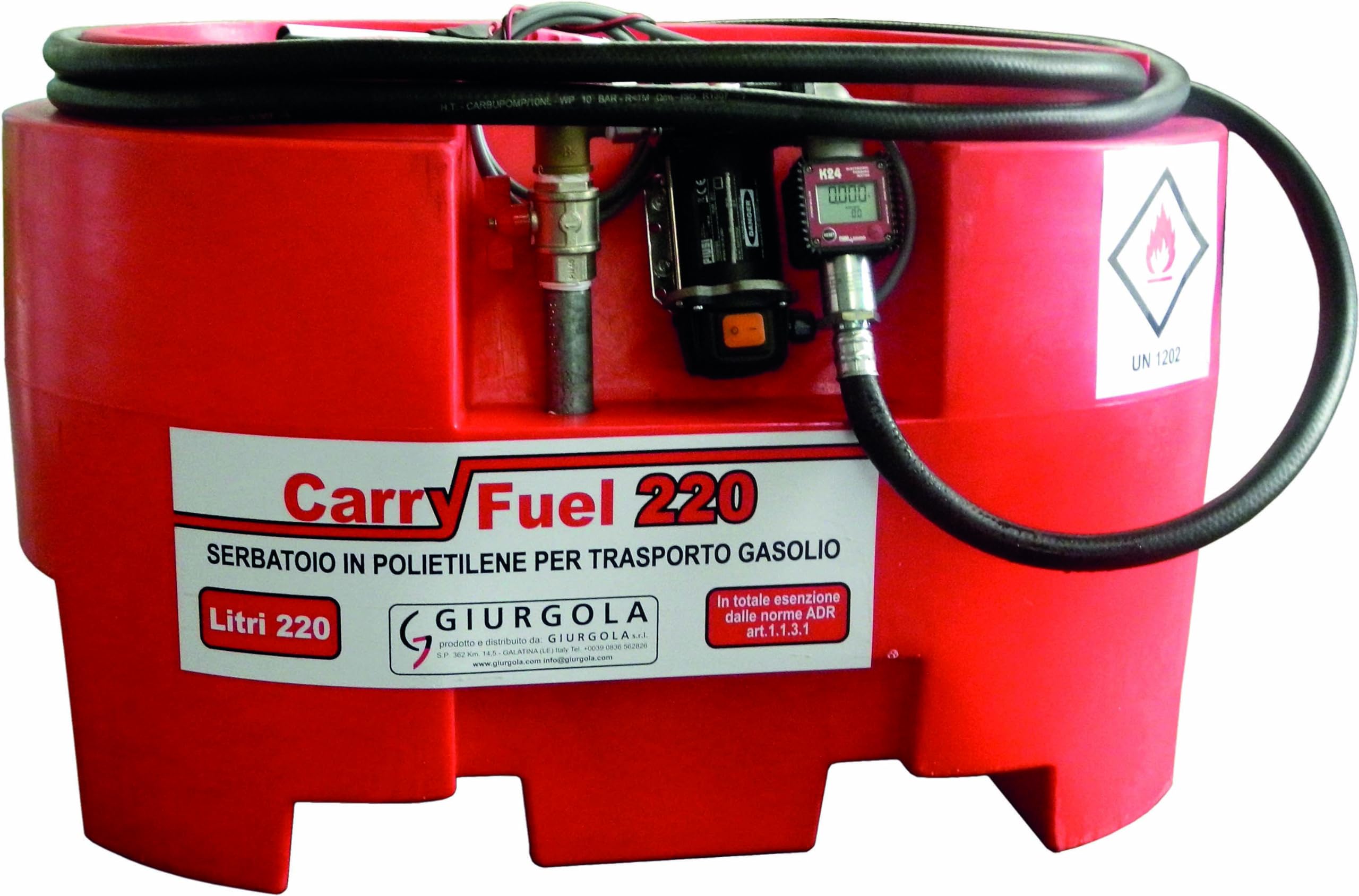 Depósito de polietileno para gasóleo portátil mod 220 litros bomba 12 V 50 lt/min para camiones, tractores, barcos, autocaravanas. Alta calidad, fabricado en Italia
