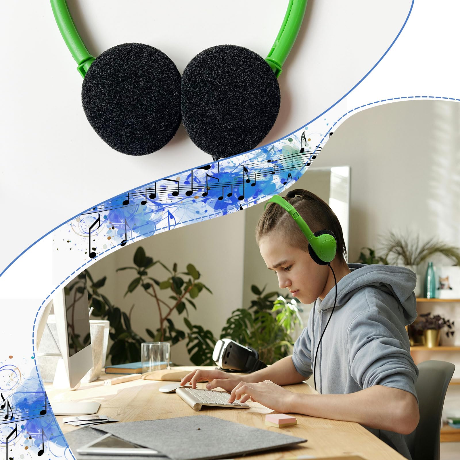 Confezione da 60 cuffie per bambini, studenti, scuola, aula, regolabili, con jack da 3,5 mm, per biblioteca, bambini e adulti (004 cuffie multicolore)