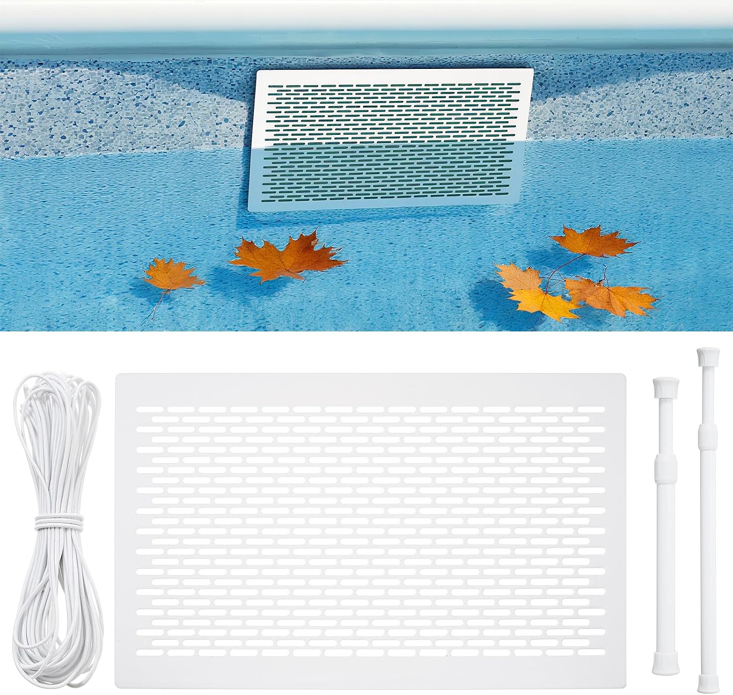 Yalikop Pool Skimmer Guard Kit Skimmer Net Leaf Catcher Protective Spring Action Net System Leaf Protection Debris Prevent Blockage Easy Assembly White