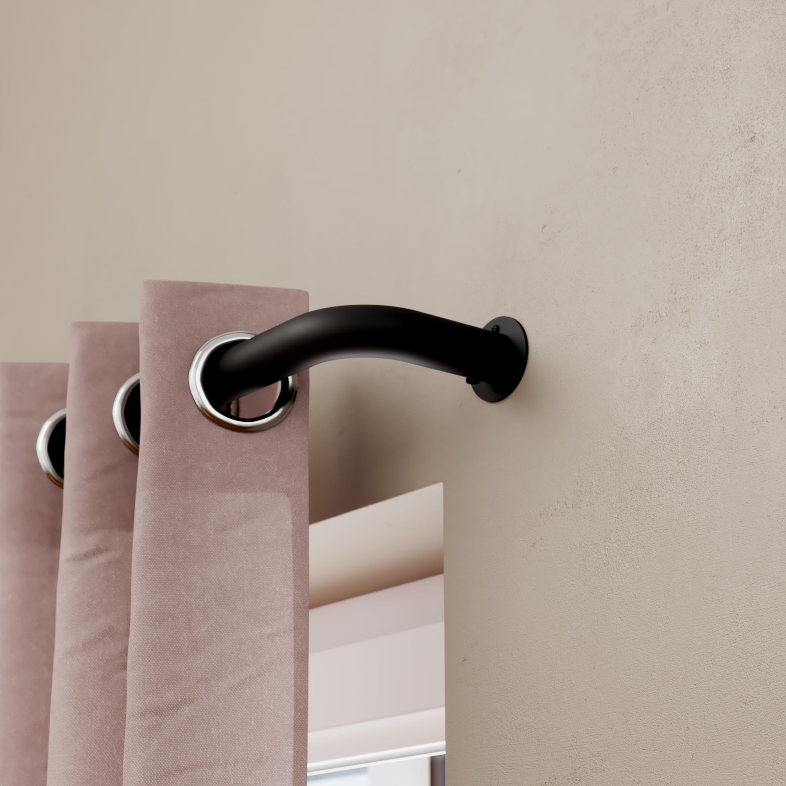 GoodHome Araxos tringle extensible métal noir mat 120-210 cm diamètre 25/28 mm