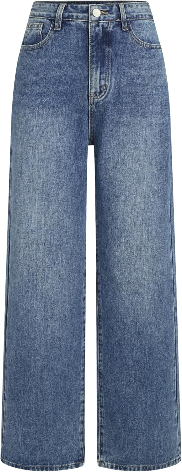 CIDER Straight Leg Jeans for Women Petite Denim Middle Waist Regular Fit Long Length Pocket Denim Jeans