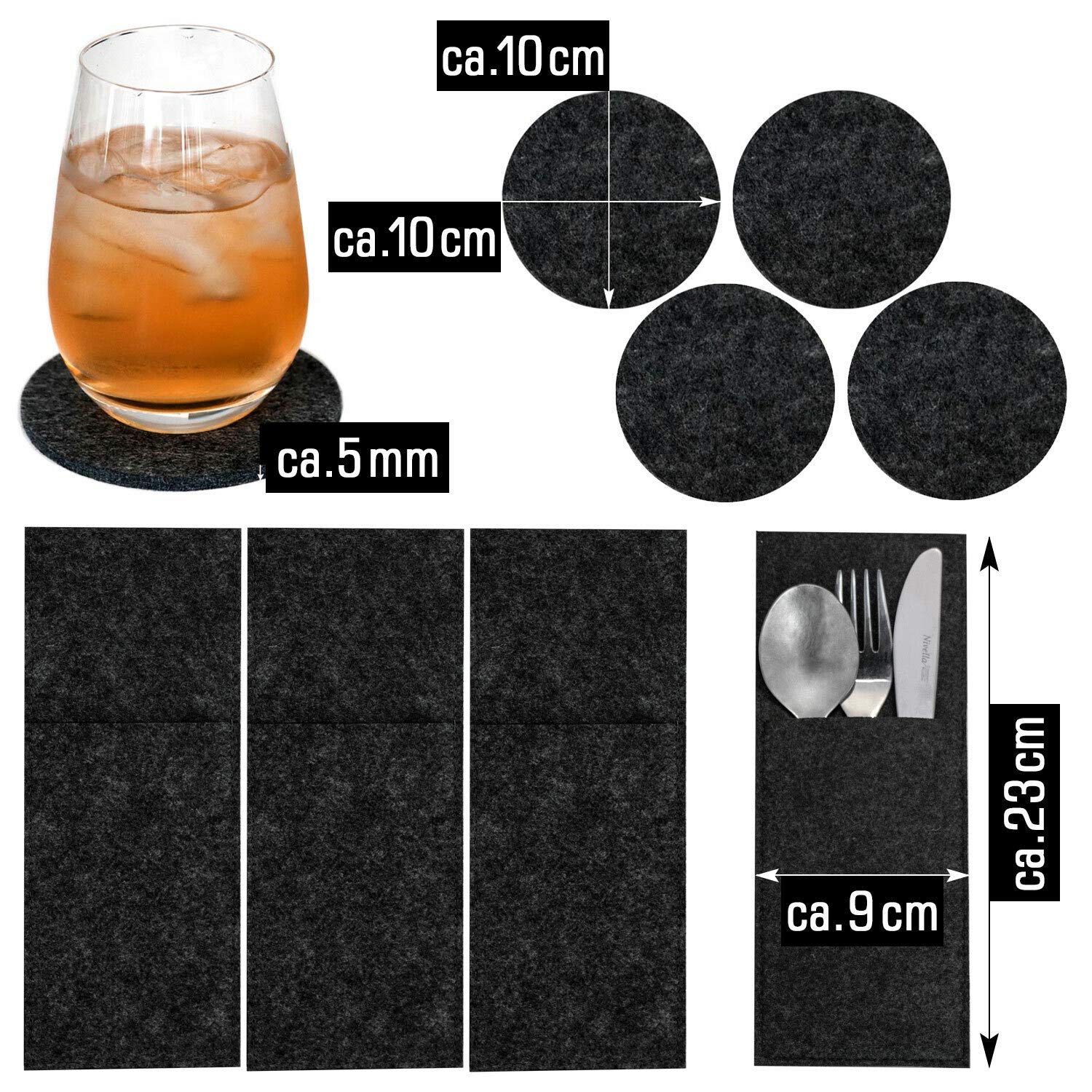 Set De Table Feutre 18 Pièces - Napperons Antidérapants Lavables Pour Repas En Famille