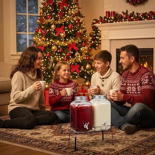 Miniatura 5 de 2 dispensadores de bebidas de plástico de 2 galones con soporte, recipientes grandes de bebidas transparentes para fiestas con tapa de grifo para