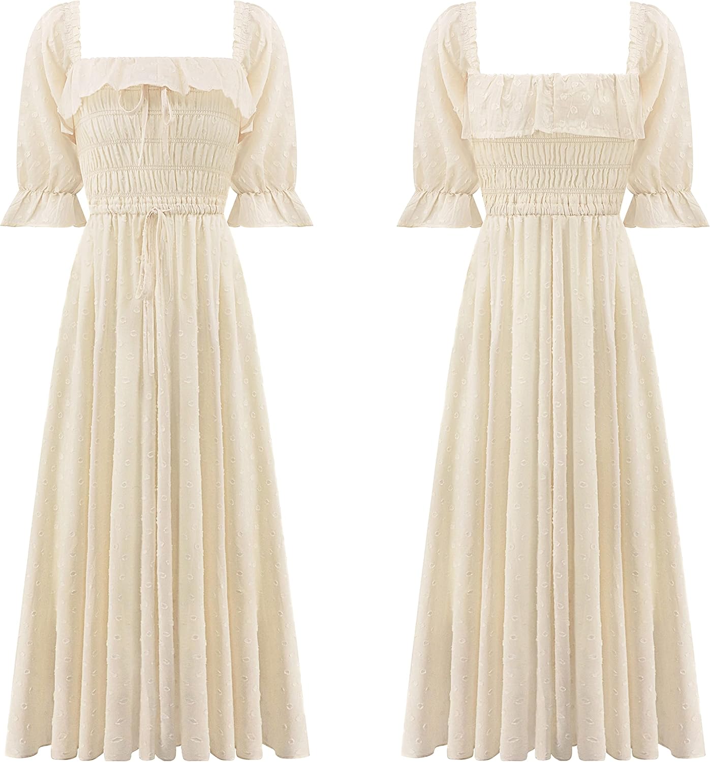 R.Vivimos Women Summer Half Sleeve Cotton Ruffled Vintage Elegant Backless A Line Flowy Long Dresses - Image 6