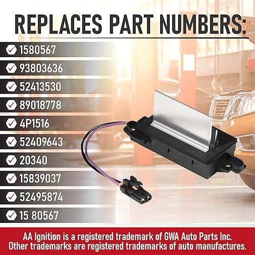 Vista 39 de Kit completo de resistencia de motor de ventilador HVAC con arnés – Reemplaza 15 81773, 89018778, 89019351, 1581773, 15-81773 Compatible con Chevy