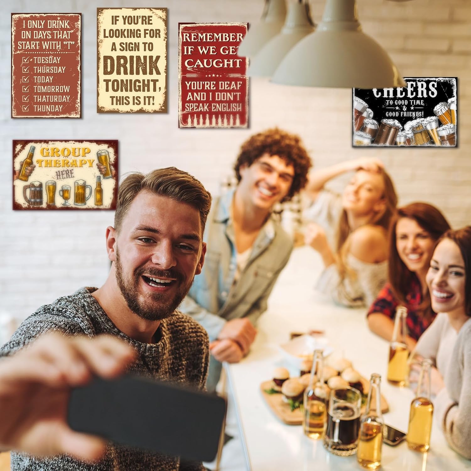 Silkfly 12 Pcs Funny Bar Signs for Home Bar Wall Vintage Metal Tin Signs Pub Wall Art for Man Cave Decor Garage Basement Decorations Retro Beer Posters, 8 x 12 Inch