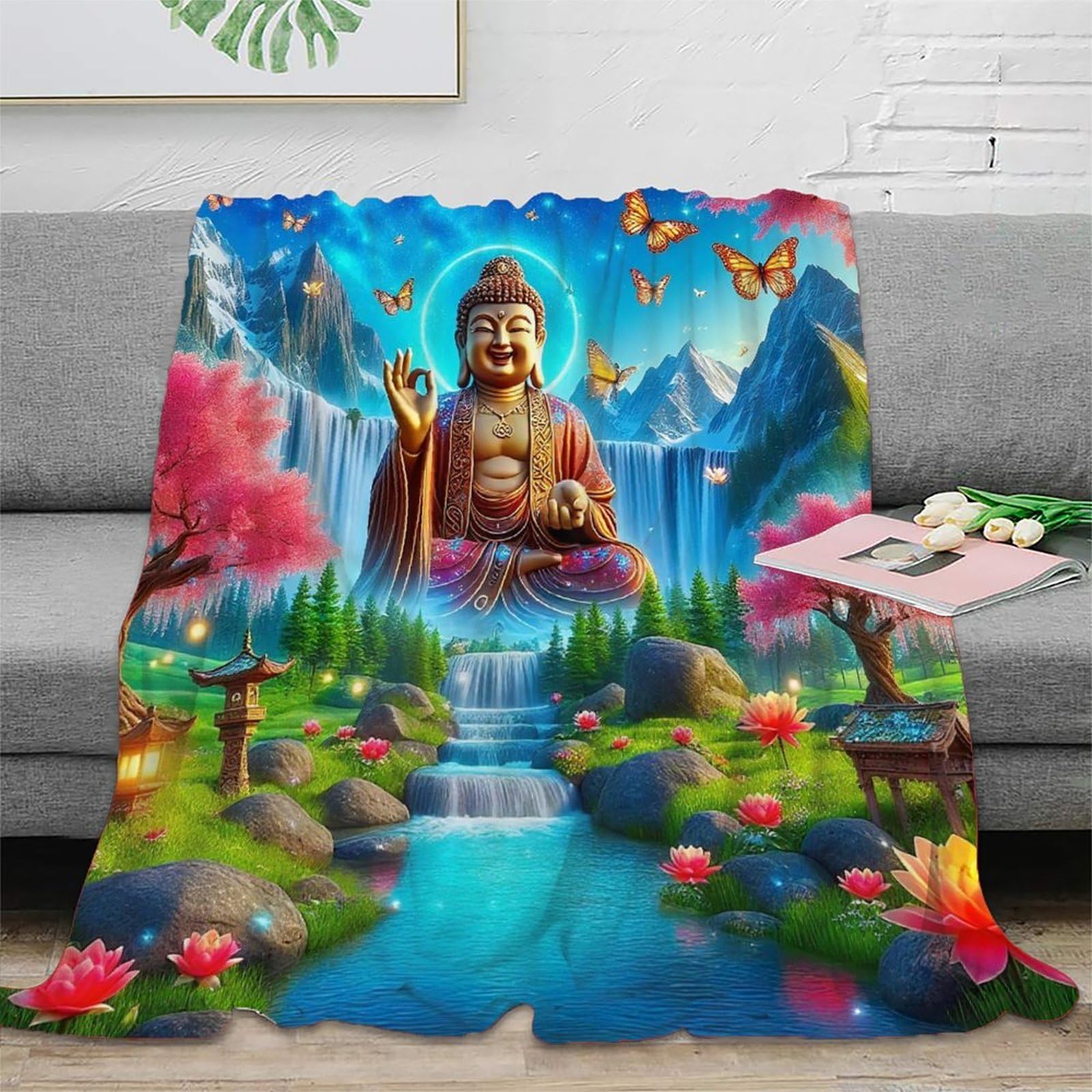 Couverture microfbre douce Bouddha peluche de haute qualité