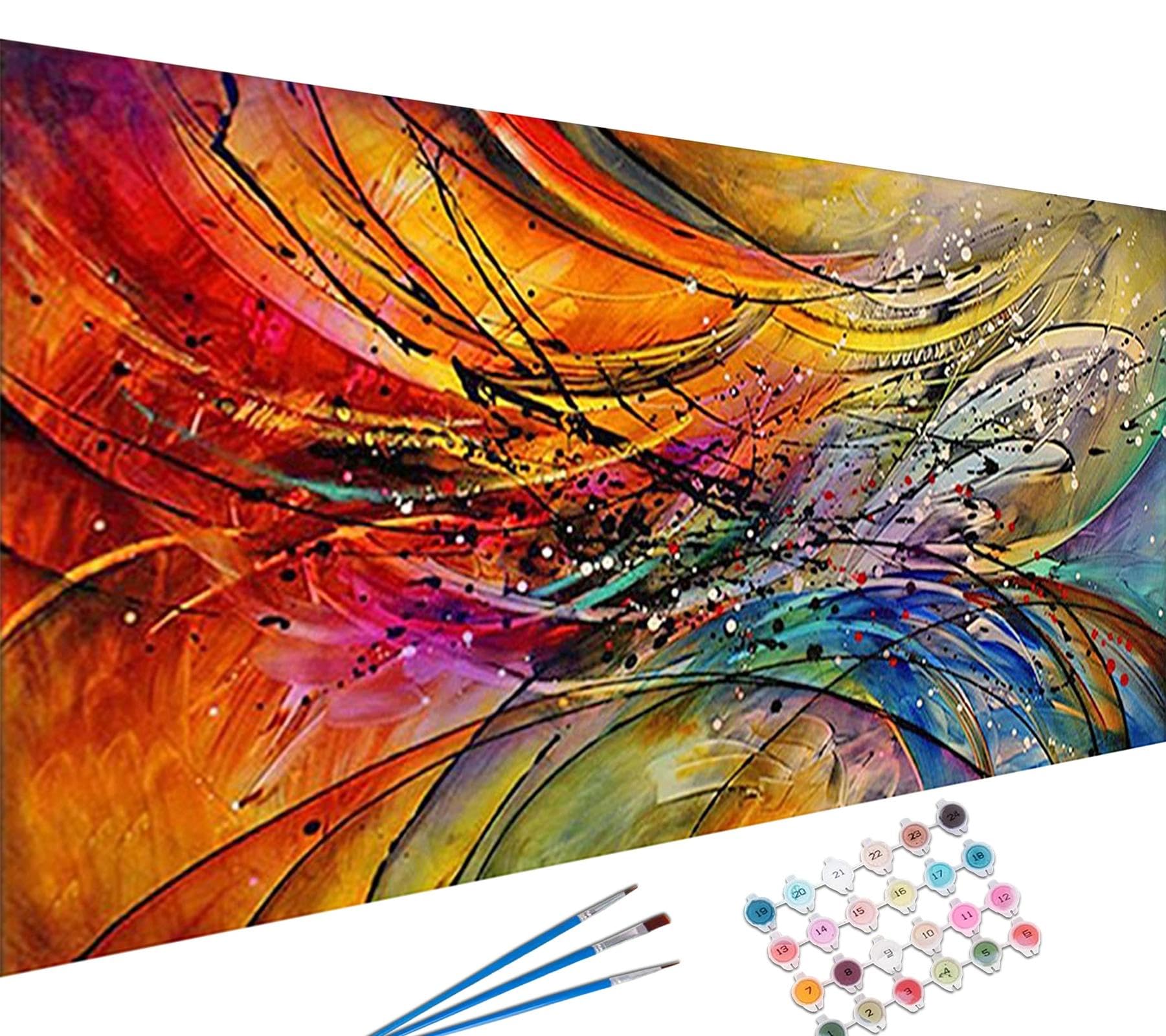 YALKIN Paint by Numbers Kits for Adults, Abstract Painting by Number Kits On Canvas,Without Frame DIY Color Oil Painting Acrylic Paints,Home Wall Decor 16x35in/40x90cm