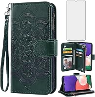 Vista 14 de Asuwish Funda de teléfono para Samsung Galaxy A32 5G 2021 de 6.5 pulgadas con protector de pantalla de vidrio templado y soporte para tarjetas