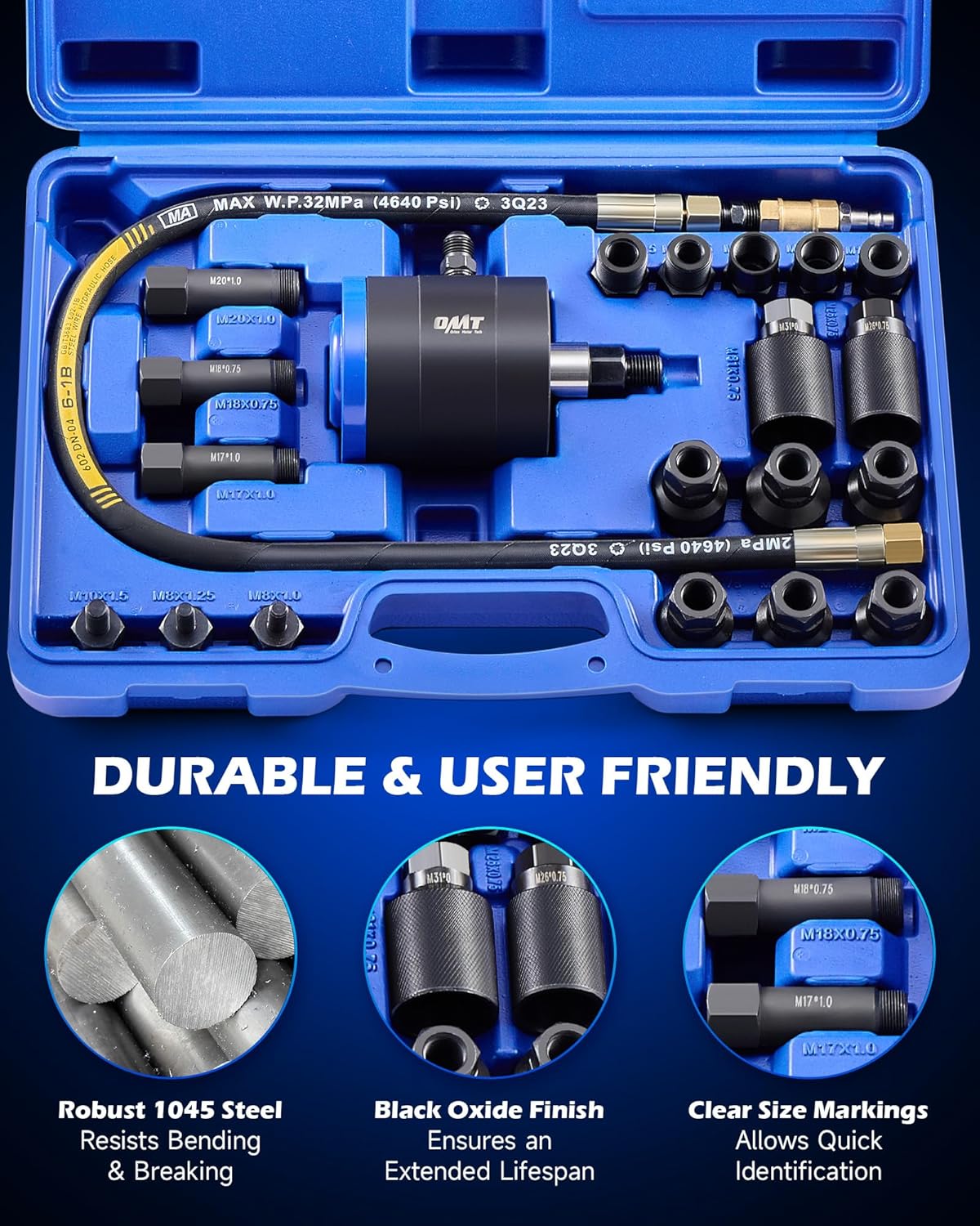 Image showing the durable construction and user-friendly features of the kit, including robust steel and clear markings