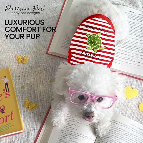 Miniatura 5 de Parisian Pet Camiseta unisex para perro, bordada "Turtley Awesome!", camiseta para perro, transpirable y ligera, camiseta roja sin mangas, lavable a
