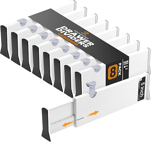 Miniatura 11 de RAPTUROUS Separadores de cajones ajustables, paquete de 4, 2.5 pulgadas de alto, 13-22 pulgadas de largo, organizador de cajones de tocador para