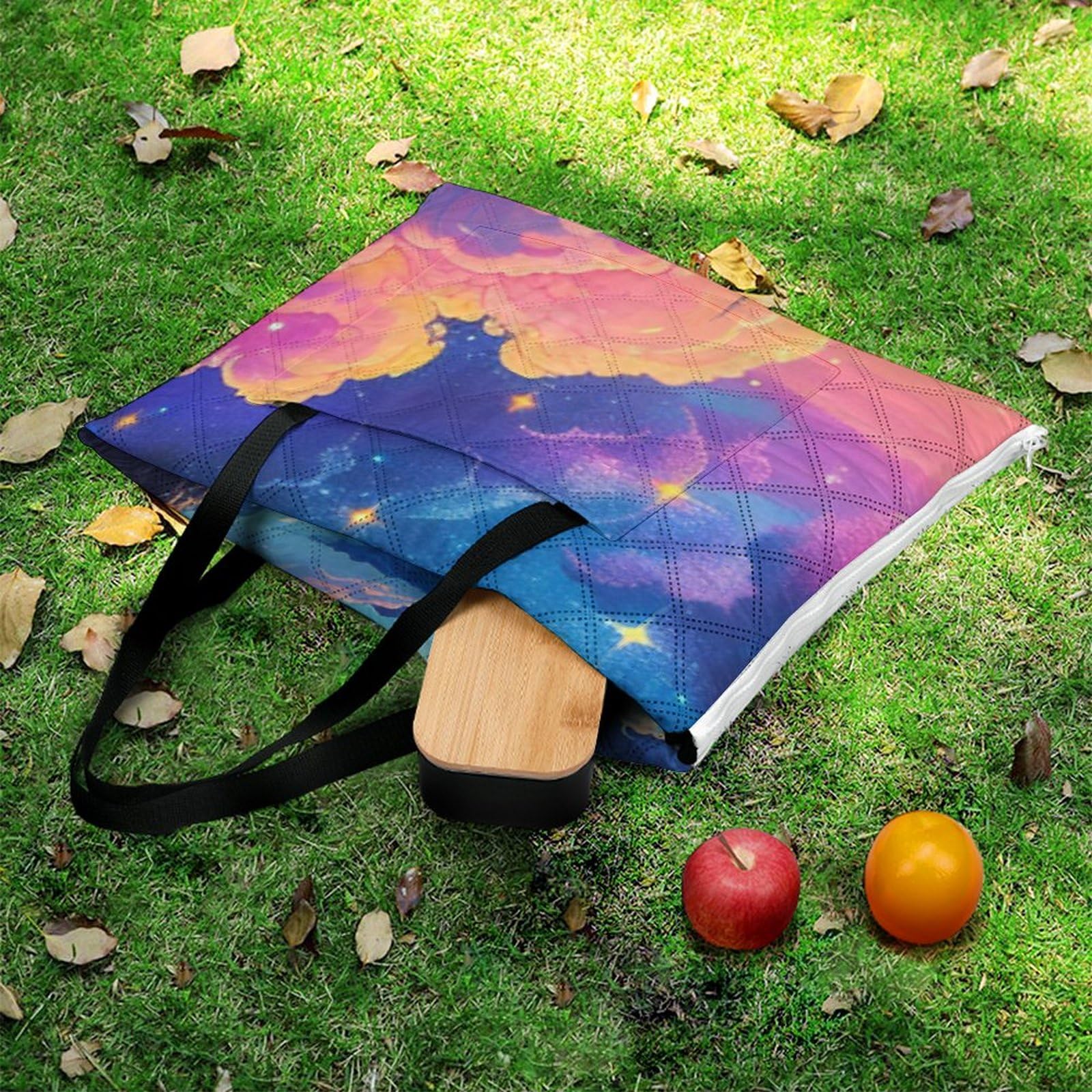 3D Stampa Luna e stelle Coperta Picnic Impermeabile artee Plaid Pic Nic Pieghevole Coperta Da Picnic Per Campeggio, Trekking, Montagna, Viaggi 200x200cm