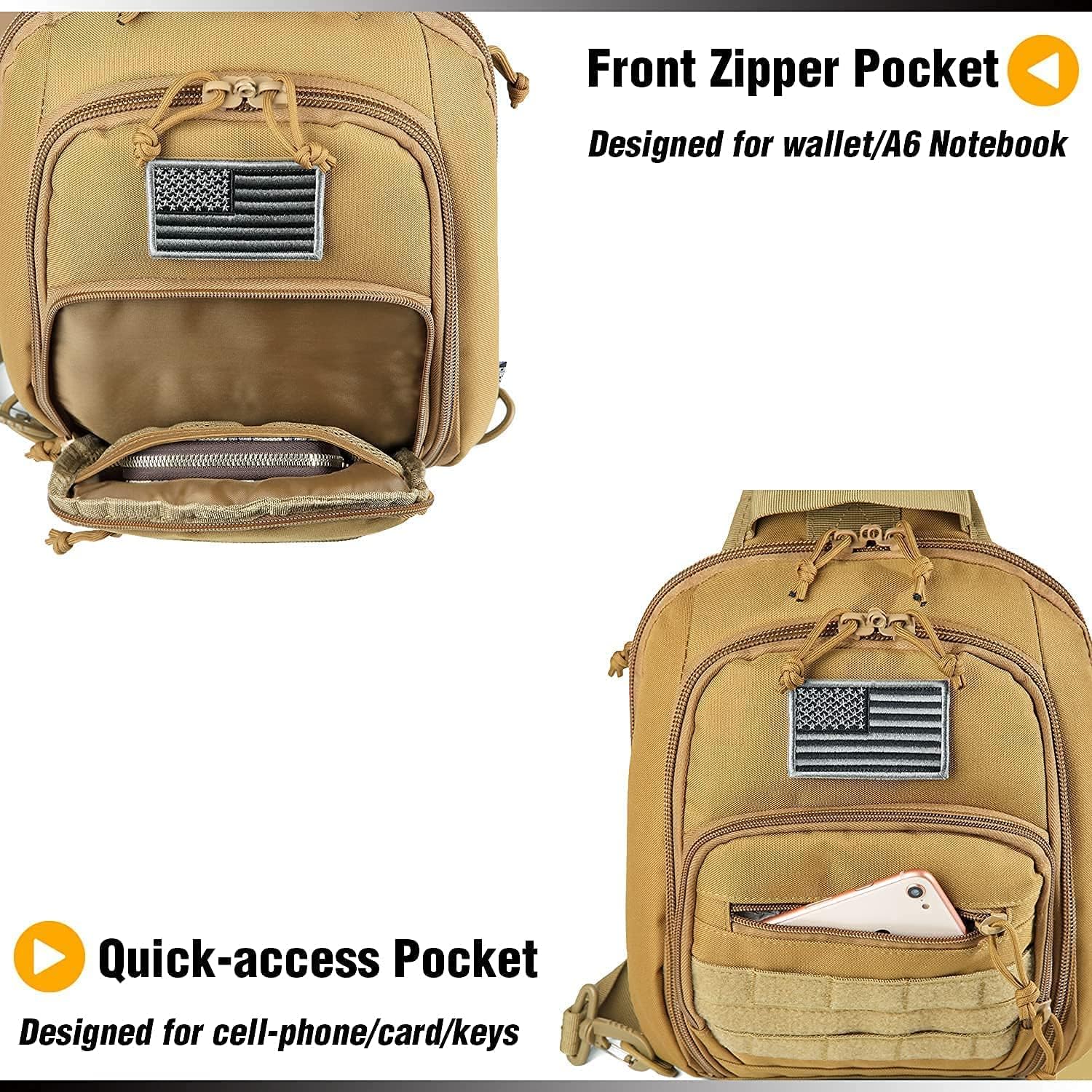 Range Bag Small for 2X Pistol+ Tactical Concealed Carry Sling Bag (Brown)