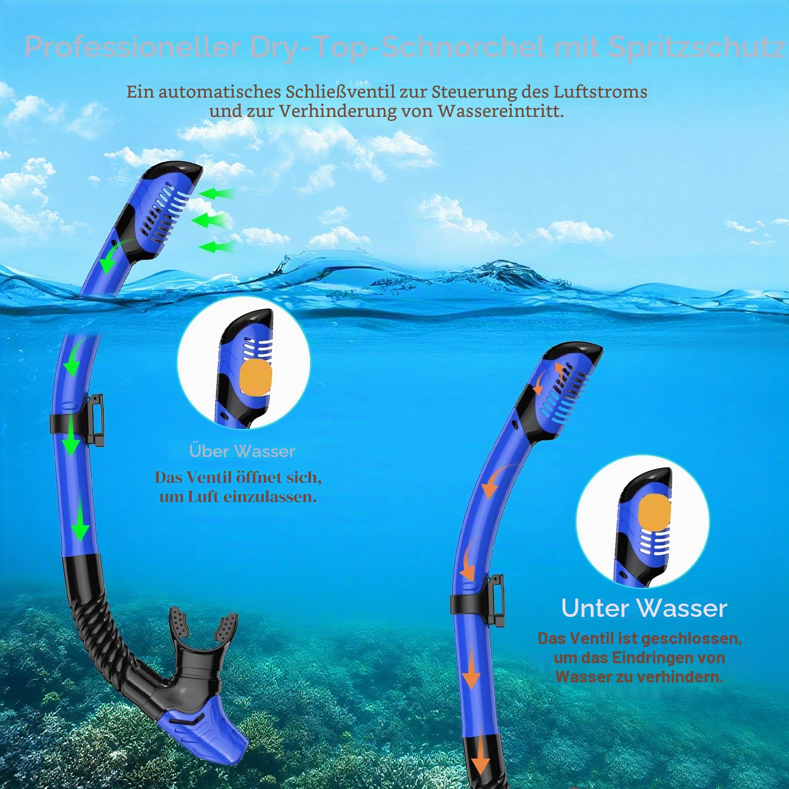2 Pack Schnorchelausrüstung für Erwachsene, Trockenschnorchel, Masken-Set Erwachsene, Tauchmaske, Tauchausrüstung, Schwimmbrille mit Nasenabdeckung, Schwimmen Freitauchen gehärtetes Glas Panoramablick