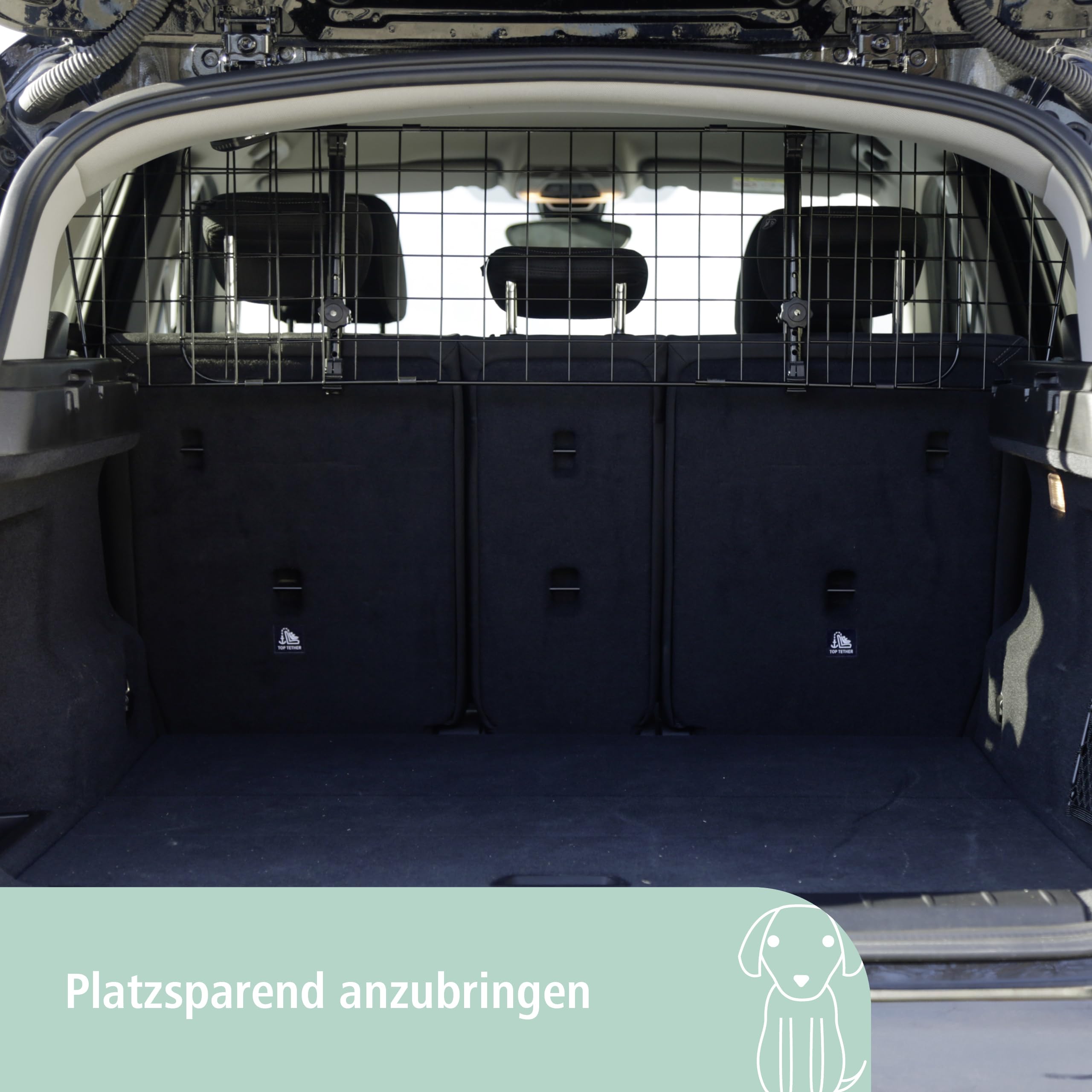 Kerbl Pet Autoschutzgitter, Transportschutz, Trenngitter, schwarz, 30cm, 96-145cm, Metall, Hunde, Schutzgitter für Kofferraum, verstellbare Breite