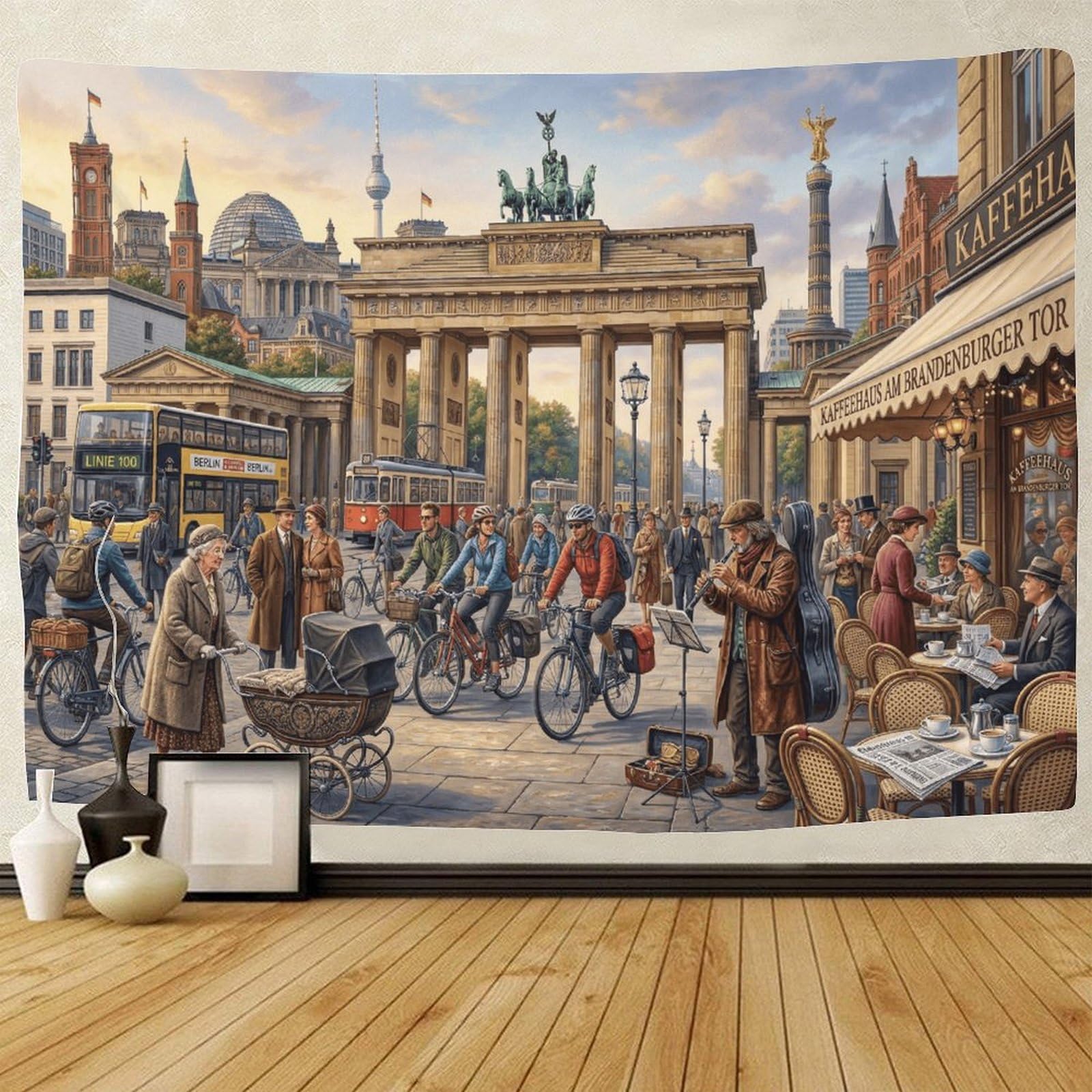 ASDFGHJKLZA Berlin Brandenburg Gate 3D Print Tapestry for Bedroom Wall Hanging Decor Tapestries Poster Curtain Bedroom Dorm 70cmx100cm